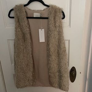 Beige fringe long vest